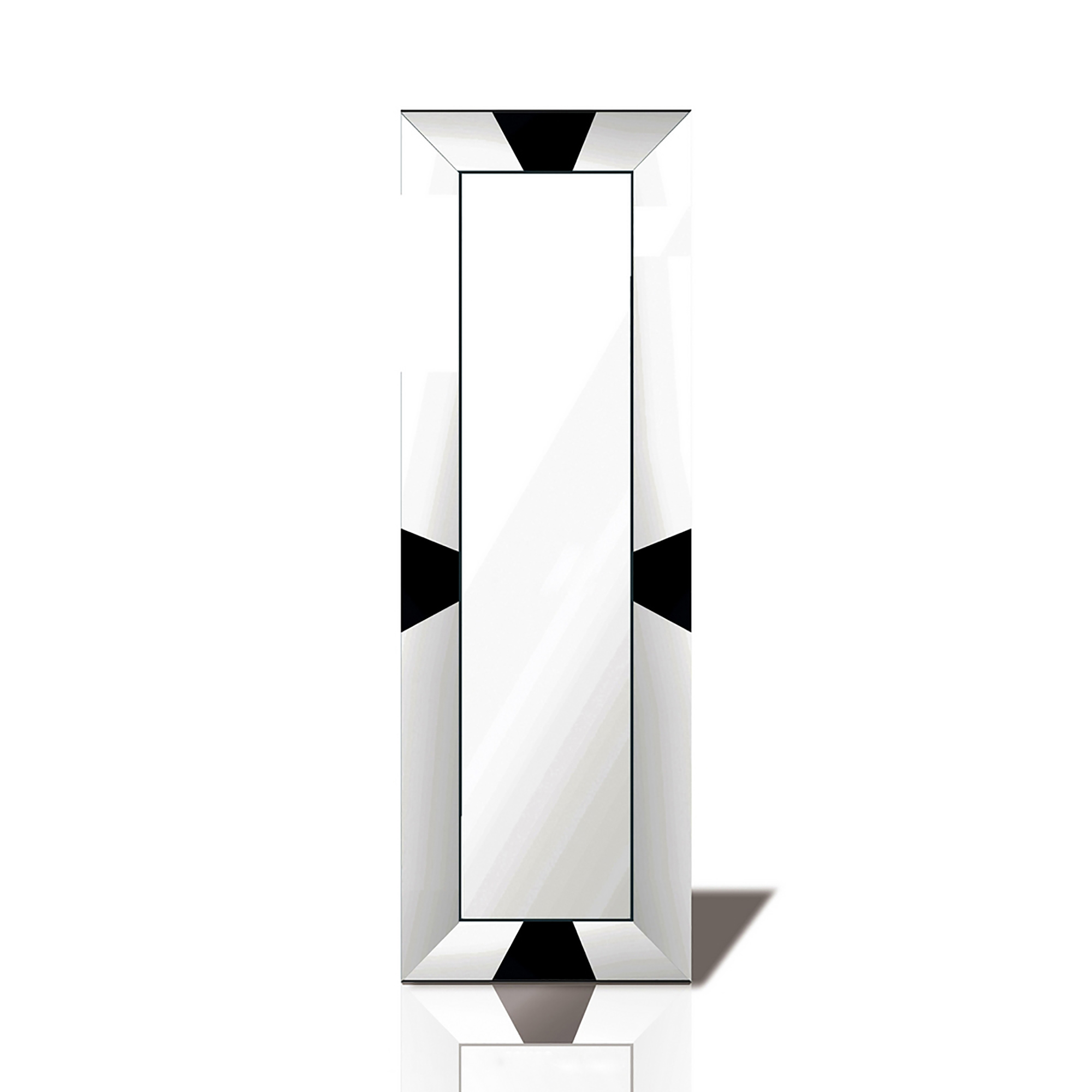 IM60714  Talut Black Trapezium Cut Detailed Mirror *COLLECTION ONLY*